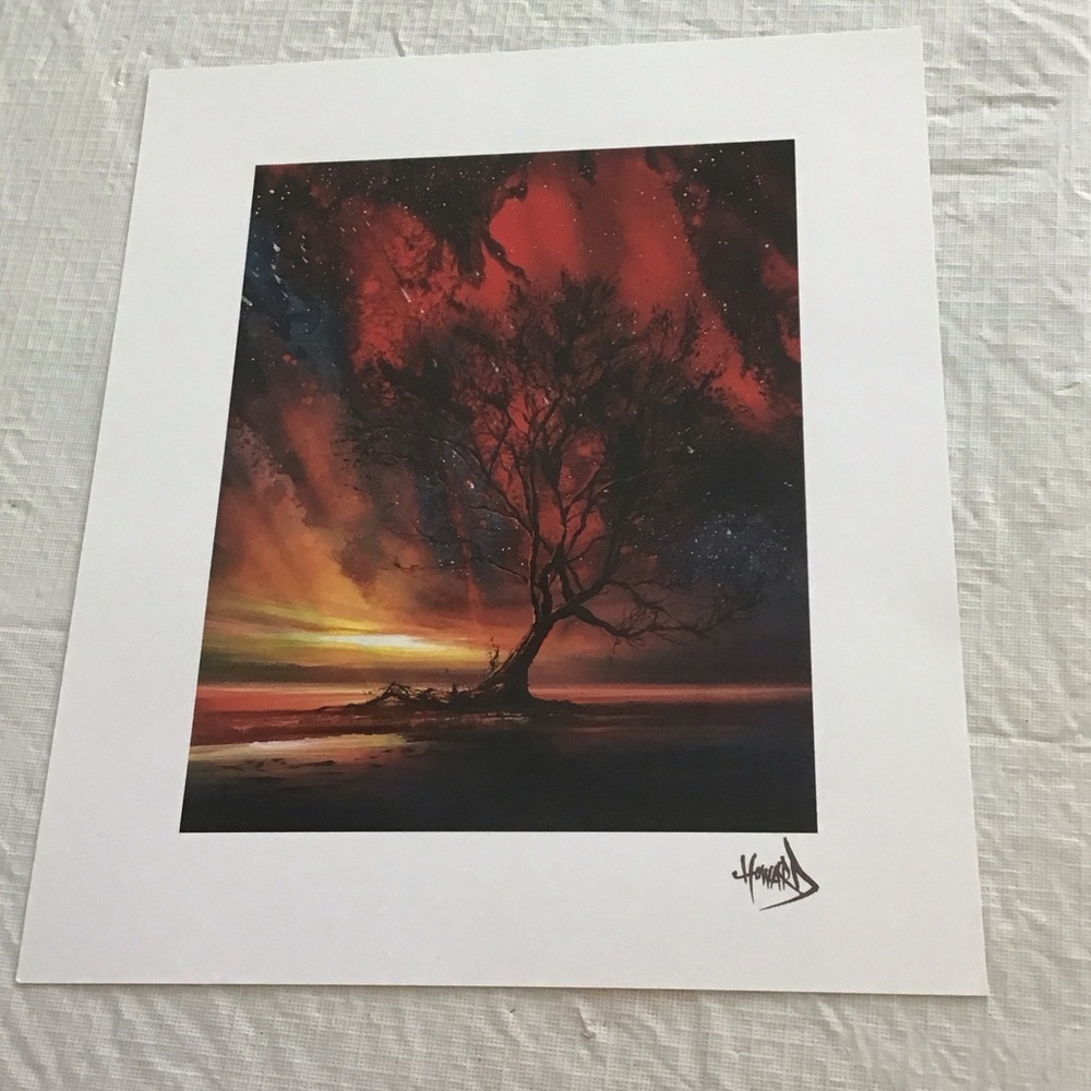 Majestic Red and Black Tree Lithograph by Ashton Howard